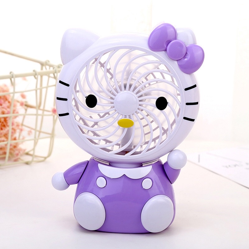 Quạt Mini Để Bàn Kitty Pin Sạc Usb Ngộ Nghĩnh Đáng Yêu