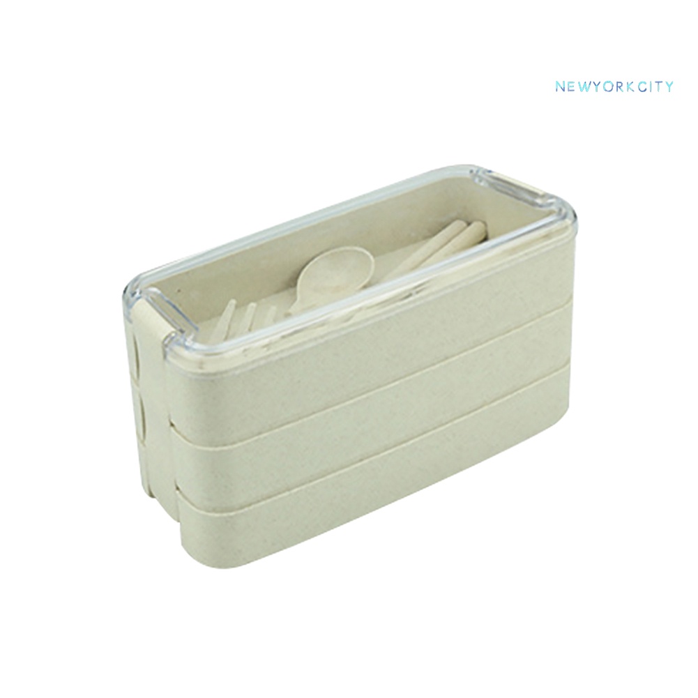 Hộp cơm NYC 900ml 3 Tầng Kèm Muỗng Nĩa