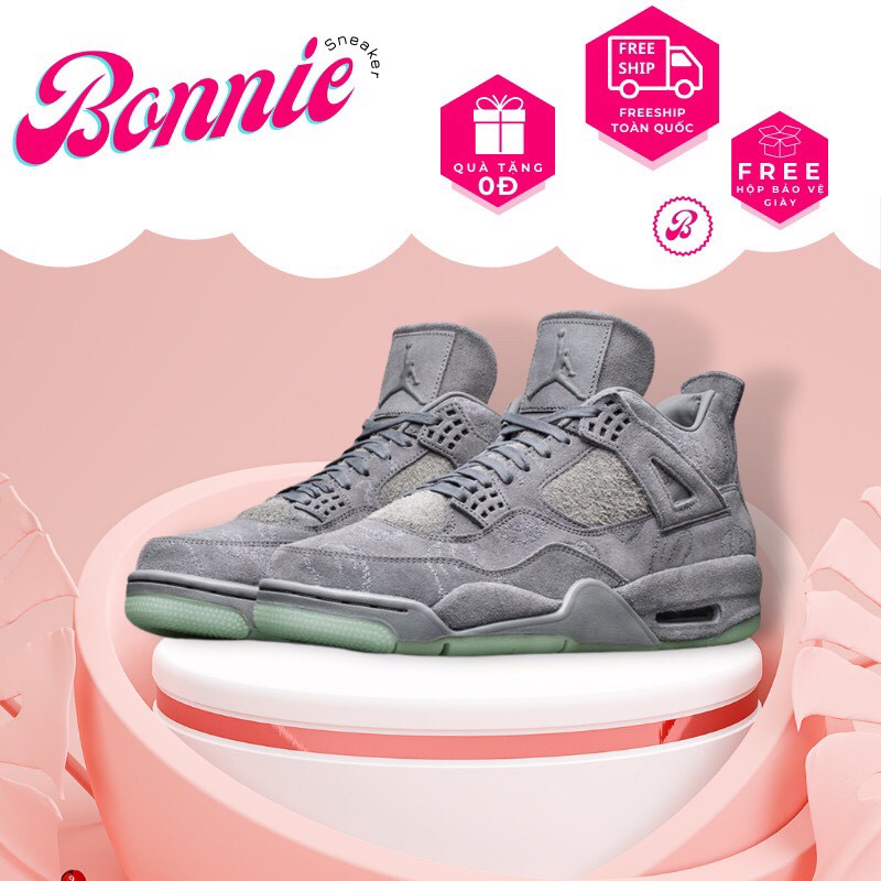 Giày Thể Thao JD4 Xám Đế Dạ Quang, Sneaker JD4 x Kaw