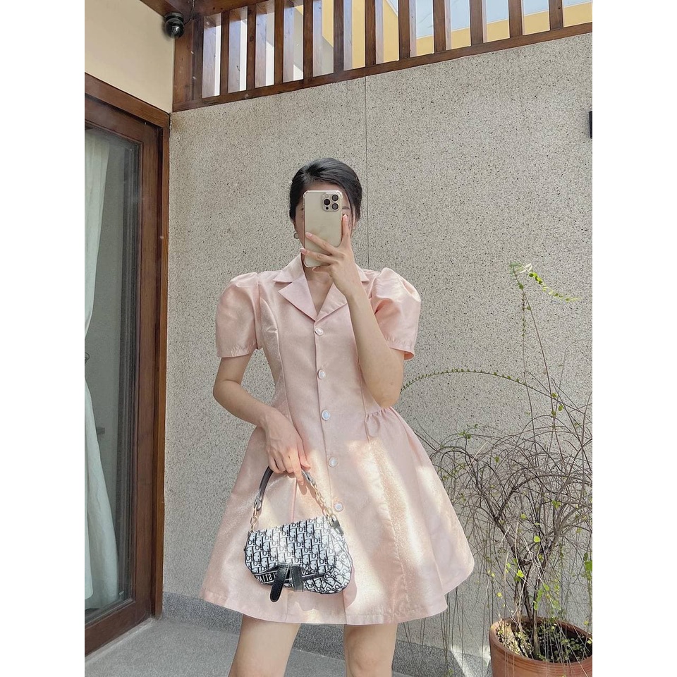 Đầm babydoll tiểu thư cài nút tròn