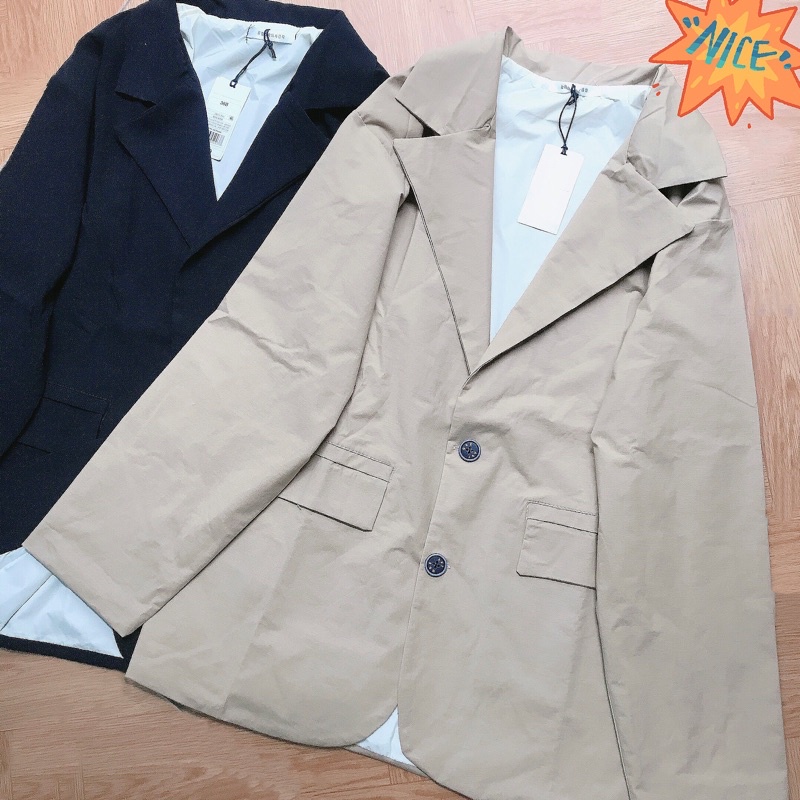 Áo blazer nữ dài tay túi nắp basic chất nilen 2 lớp phong cách Hàn Quốc, Áo khoác vest blazer dáng rộng màu trơn 2021