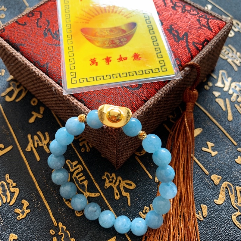 Vòng tay Aqua mix charm thỏi vàng tặng kim bài thần tài