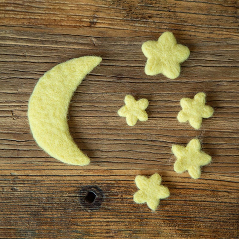 Phụ Kiện Trang Trí Chụp Ảnh Cho Bé Hình Trăng Sao Chất Liệu Len Dễ Thương