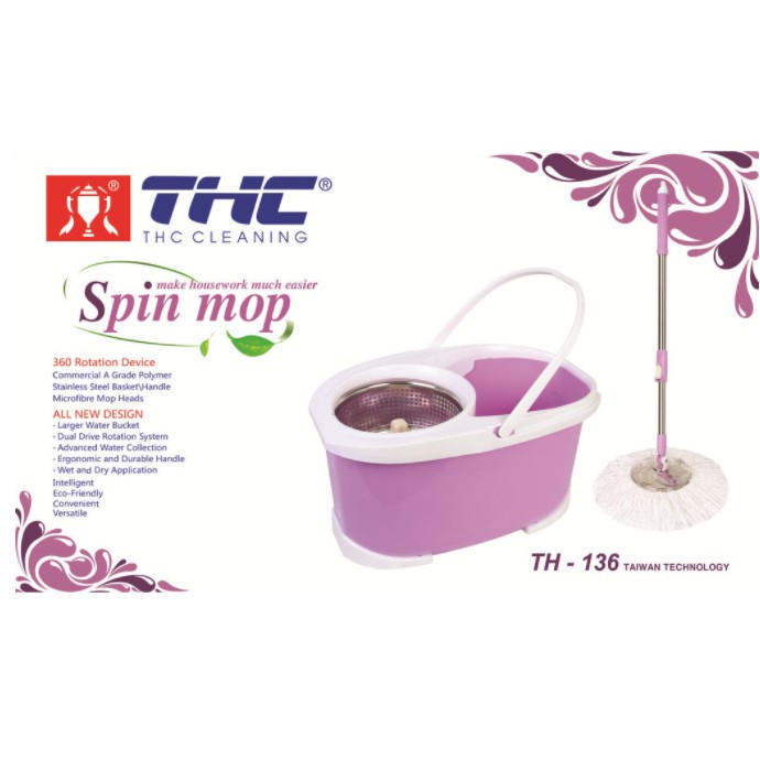 Bộ lau nhà thông minh Spin mop TH136 - mâm lồng giặt Inox cao cấp