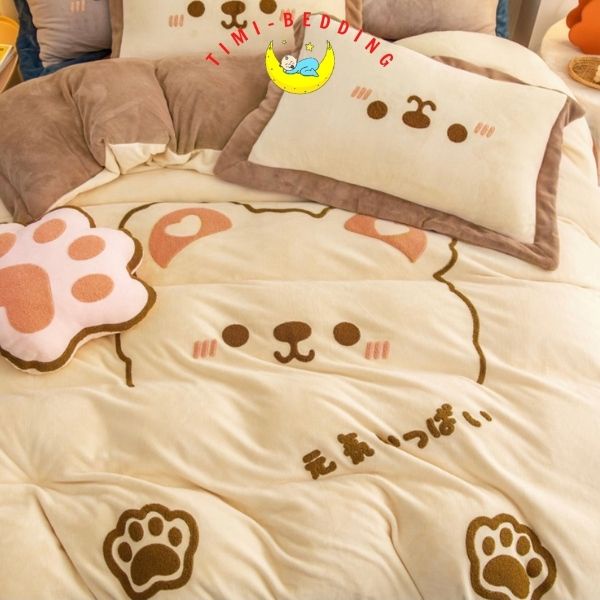 Bộ chăn ga gối nỉ nhung – Set chăn ga nỉ nhung mềm mại ấm áp 4 món - Timibedding