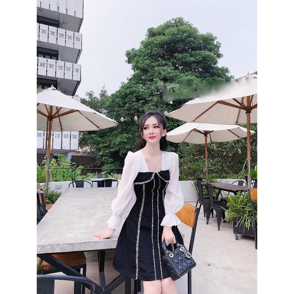 Đầm Ulzzang Viền Ren Phối Tay Voan💖FREESHIP💖váy nữ phối ren hotrend MT2201 | BigBuy360 - bigbuy360.vn