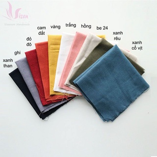 Vải linen tập thêu tay, may khăn mùi xoa 25x25cm