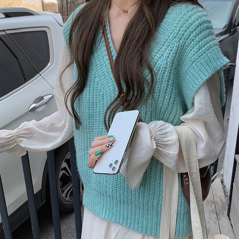 Áo Sweater Dệt Kim Cổ Chữ V Thời Trang Mùa Thu Cho Nữ 77