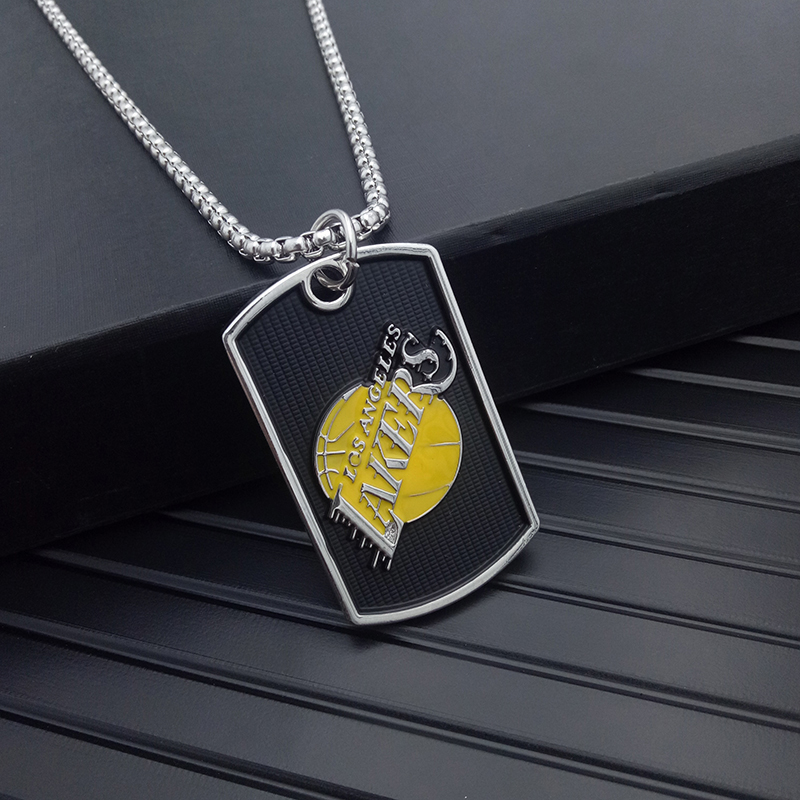Vòng Cổ Thép Titan Mặt Khắc Họa Tiết Chữ Lakers Thời Trang Phong Cách Hip Hop