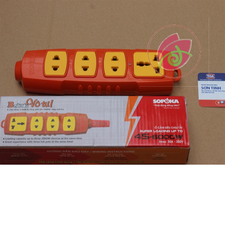 Ổ cắm siêu chịu tải (6000w) - chịu nhiệt, chống cháy cao, chính hãng sopoka