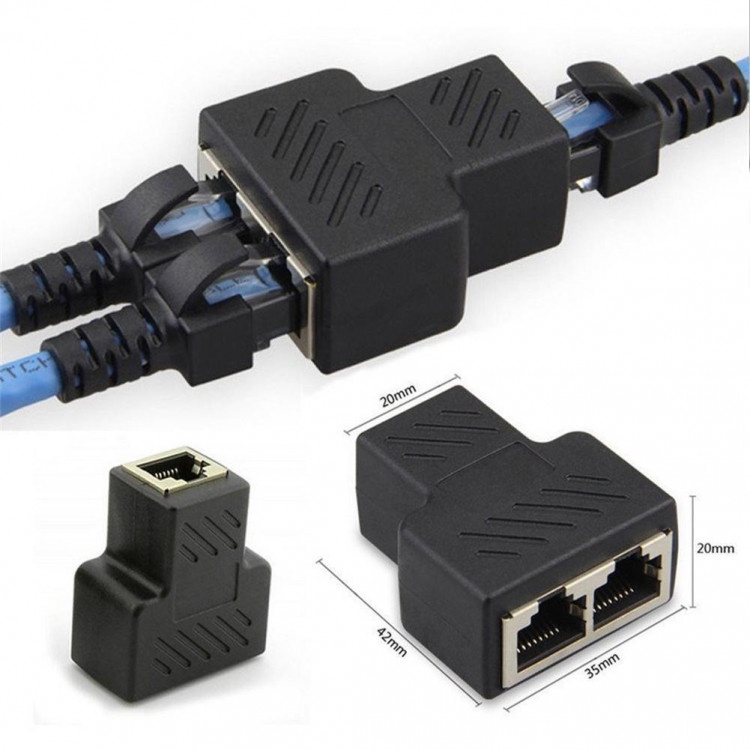 Đầu Nối Chia Mạng LAN RJ45 Từ 1 Ra 2 Cổng