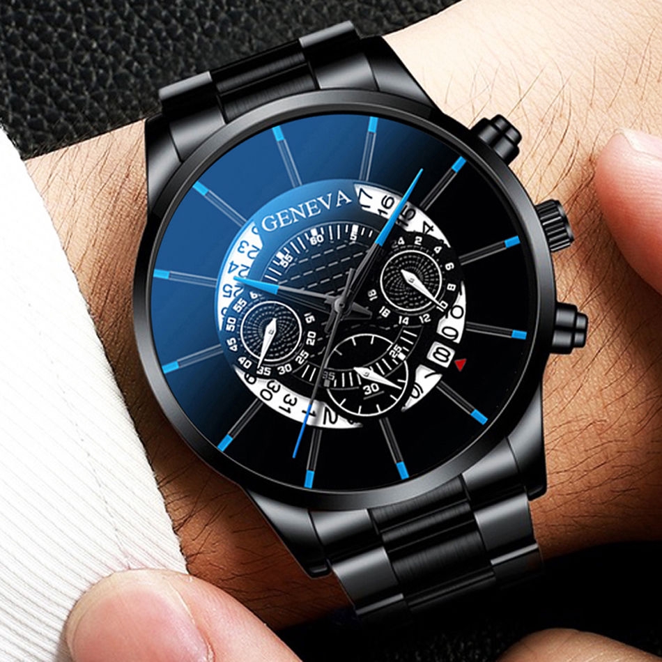 Đồng Hồ Nam Hiển Thị Ngày Chất Liệu Thép Không Gỉ Geneva