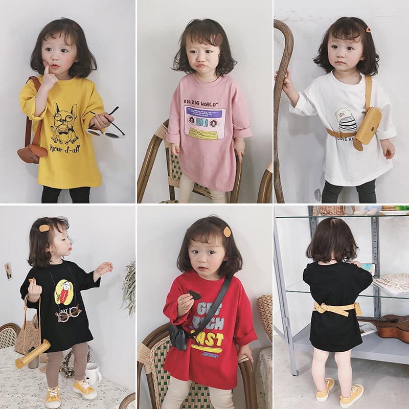 (Thanh lý)Áo váy dài tay Quảng Châu cotton lạnh bé gái