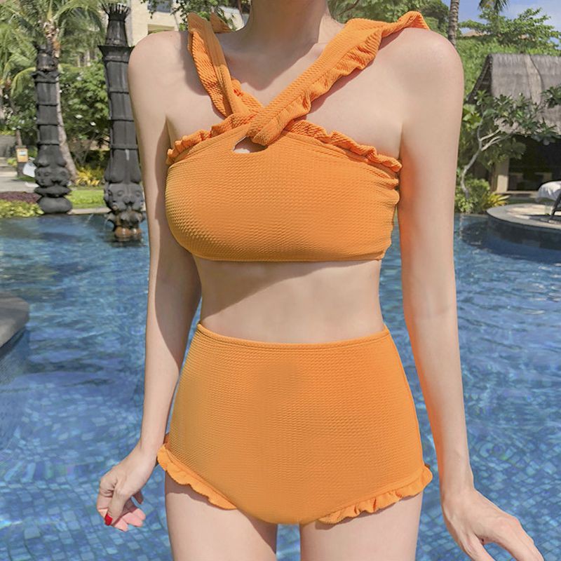 Set đồ bơi nữ 2 mảnh vải co giãn phối bèo quyến rũ | BigBuy360 - bigbuy360.vn