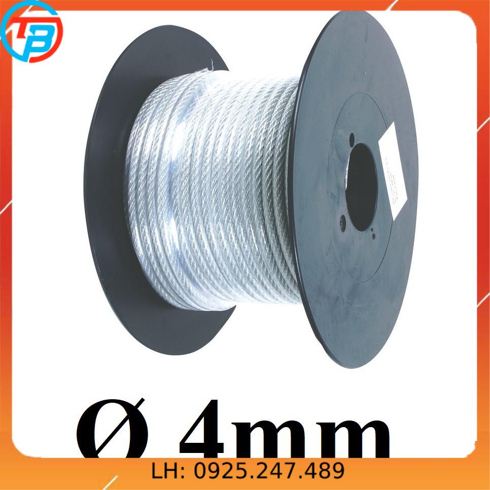 Dây cáp thép bọc nhựa Phi [ 4mm ] dài 1 mét – 1000 mét CÁP THÉP Thái Bình VinàN