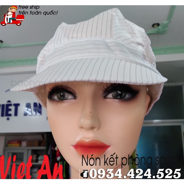 Nón Thủy Sản, Nón Phòng Sạch Vải Silk Màu Trắng _ Hình Chụp Thật