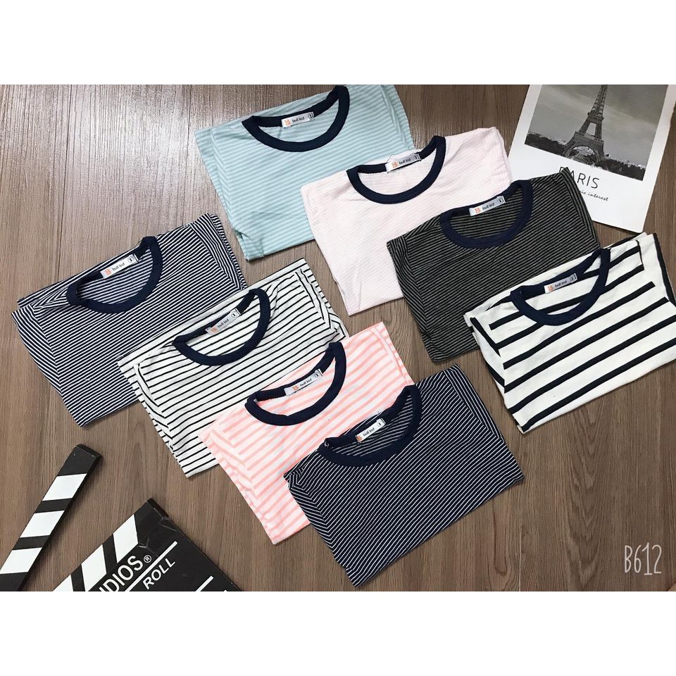 Bộ sọc phối viền cotton 100% cực mịn mát-bộ mặc hè cho bé trai bé gái
