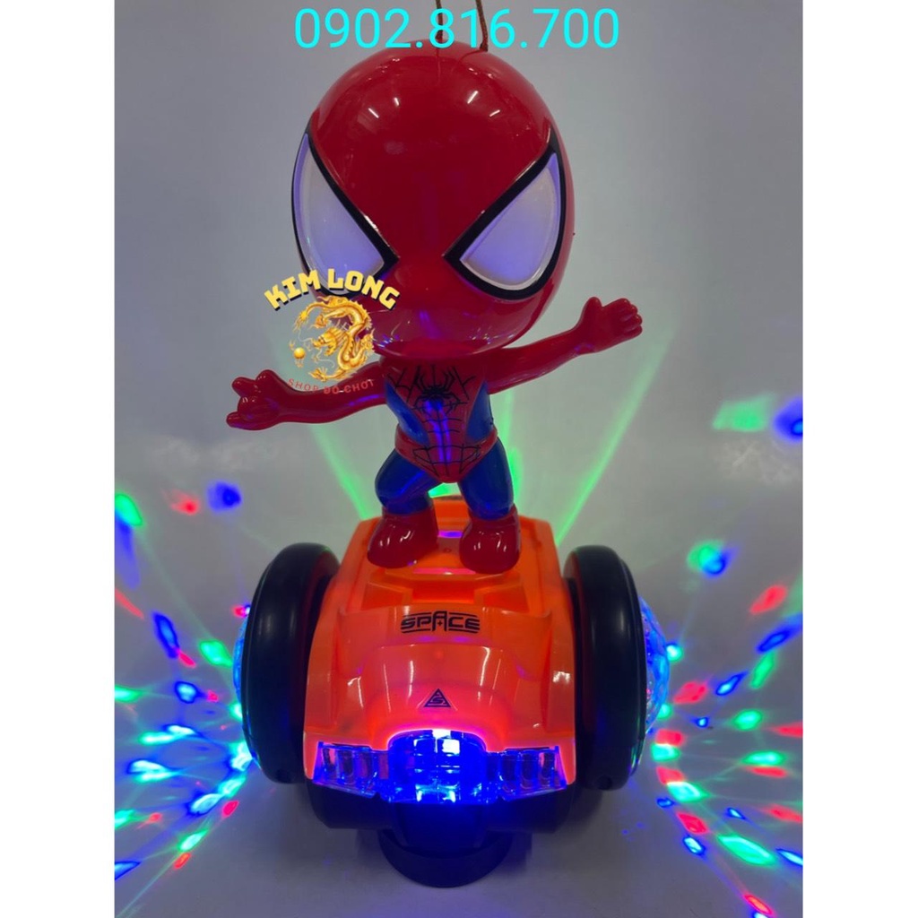 Đồ chơi lồng đèn siêu nhân nhện Spiderman đứng xe cân bằng cho bé trai tặng kèm pin quà tặng trung thu