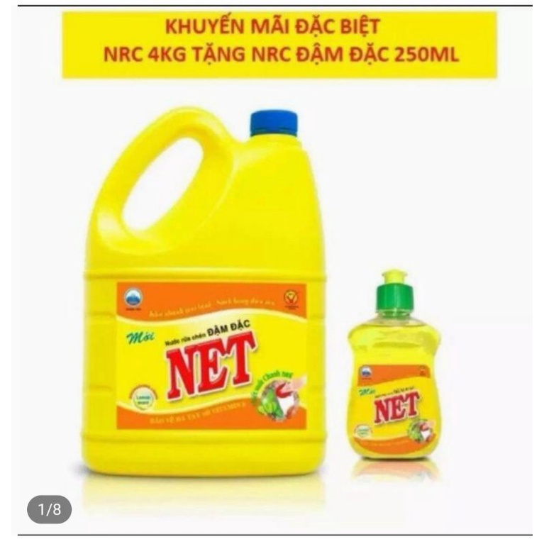 Nước rửa chén Net 4kg kèm quà tặng chai 250ml