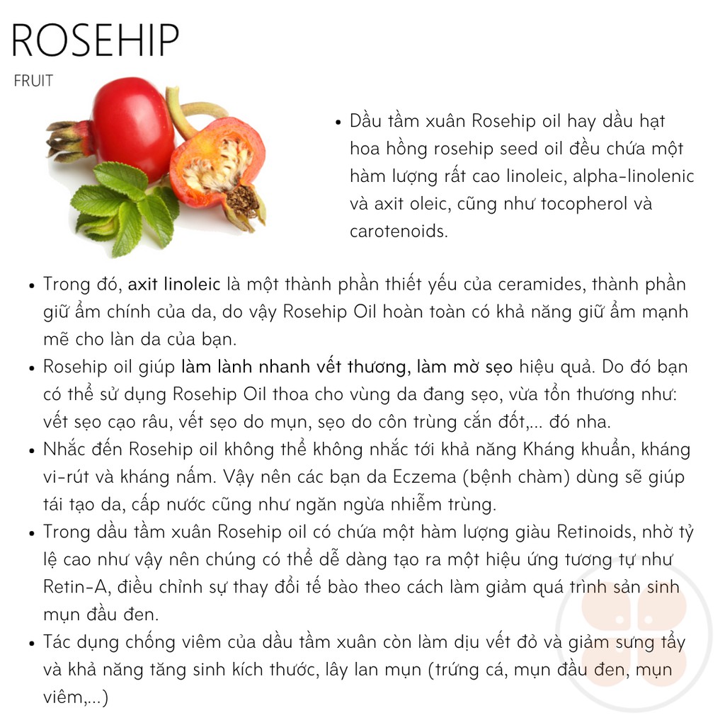 [Sephora US] [KHÔNG HỘP GIẤY] Tinh dầu tầm xuân Rosehip oil - THE INKEY LIST