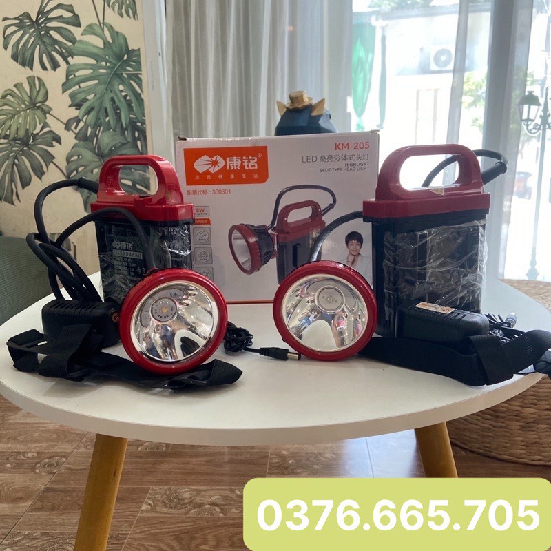 Đèn pin đội đầu ắc quy rời Domoda KM-205-đèn pin ắc quy chống nước siêu sáng -Bảo hành 12 tháng toàn quốc