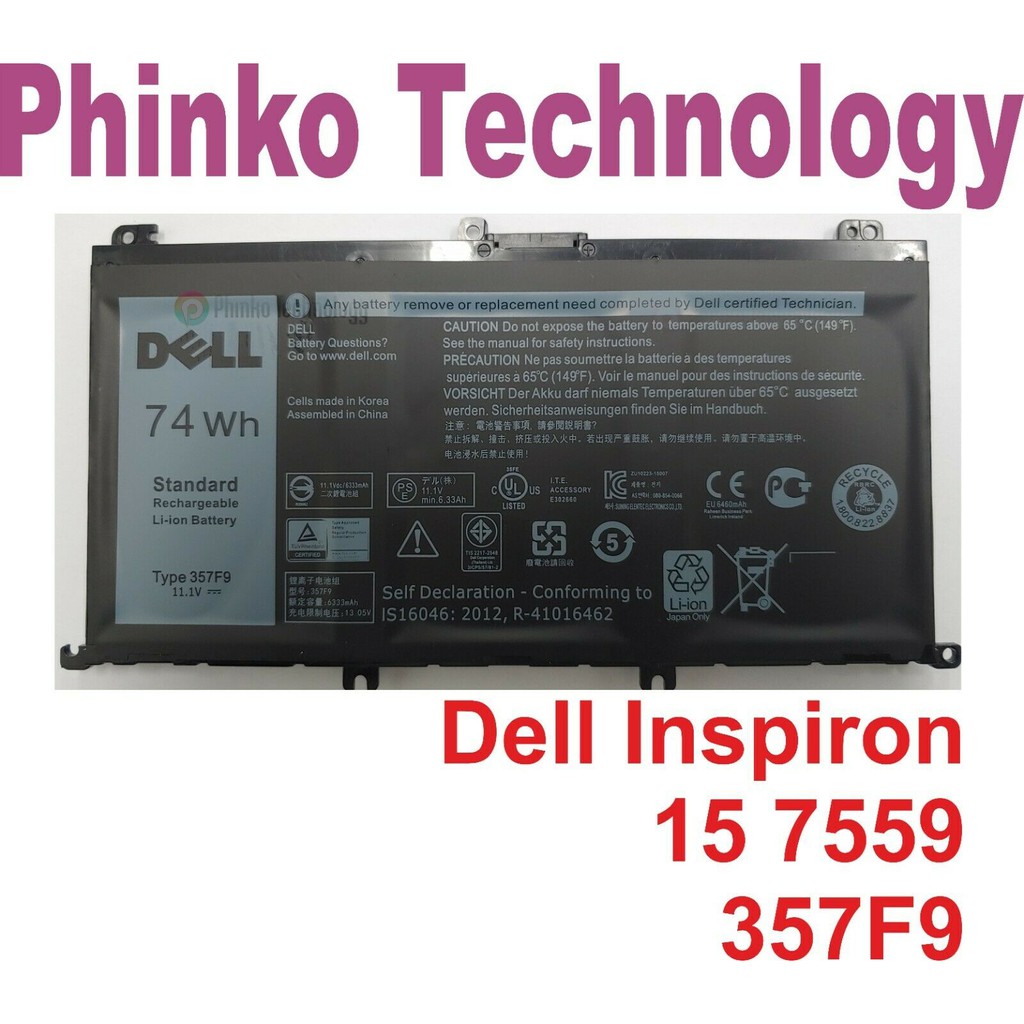 💥Pin Laptop Dell 357F9 Inspiron 15 5577 7566 7567 7559 7557 - Pin ZIN 0GFJ6, 71JF4 -Bảo hành 6 tháng Đổi Mới