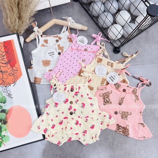 Bộ Xô Muslin hai dây dễ thương cho bé từ 4-12kg (0-18M)