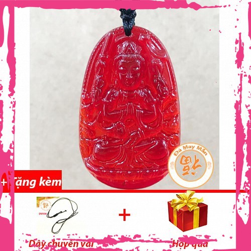 ♥️Freeship 99k TQ_Mặt Dây Chuyền Quan Âm Nghìn Tay Lưu Ly Đỏ