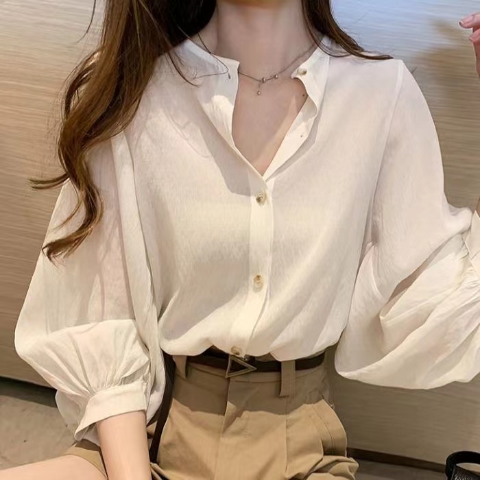 Áo Sơ Mi Voan Dáng Rộng Cỡ Lớn Phong Cách Hàn Quốc Dễ Phối Đồ