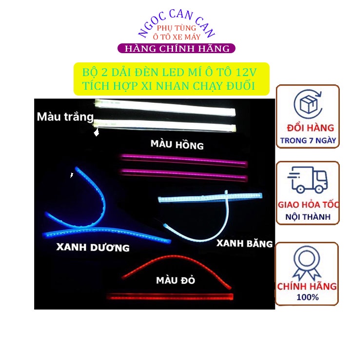 Bộ 2 Dây Đèn Led Mí Ô Tô Tích Hợp Xi Nhan Nháy Đuổi 30cm 45cm 60cm Silicon Chống Nước