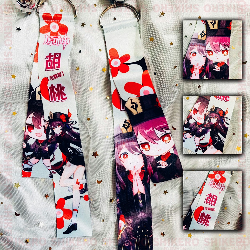 Móc khóa game Genshin Impact dây vải có kèm theo chuông