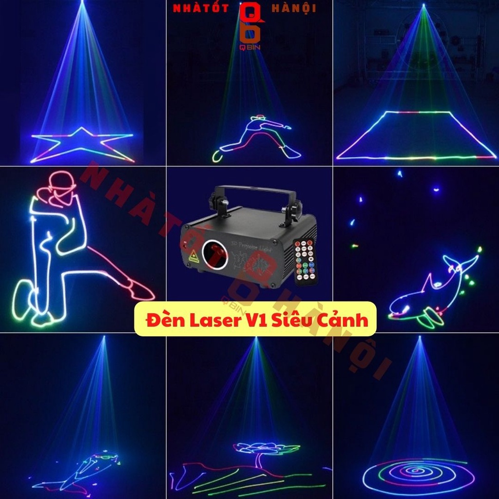 Đèn phòng bay laser V1 vip tự động chiếu các loại hình có thẻ nhớ và có thể thay thế thêm các hiệu ứng khác nhau