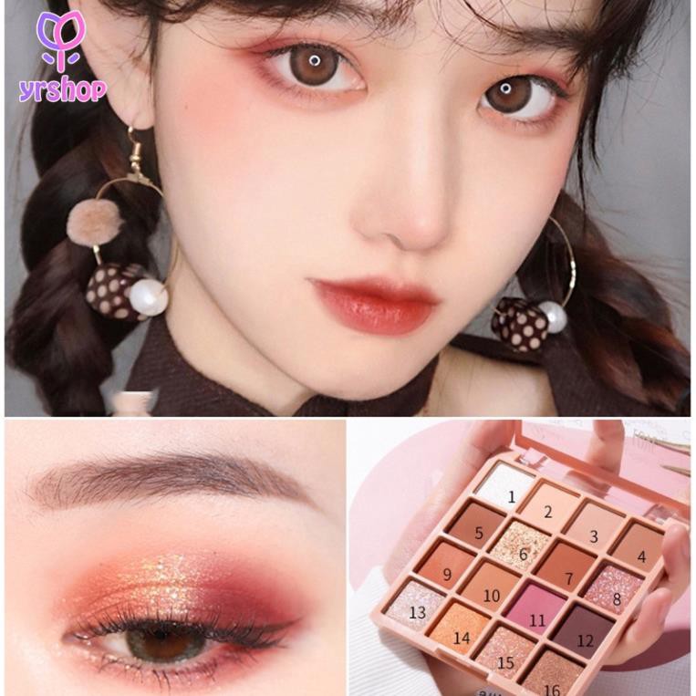 Bảng Phấn Mắt Beauty Glazed 16 Màu Lấp Lánh Chống Thấm Nước Tutu