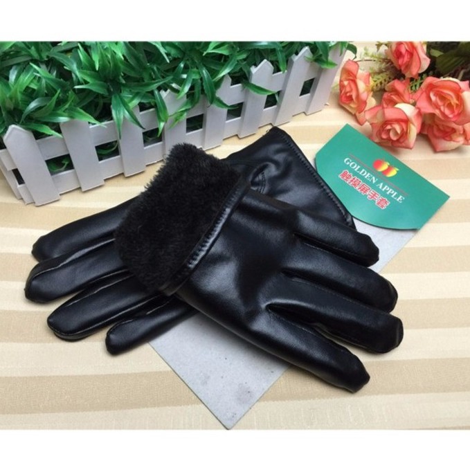 Găng tay da lót nỉ bông nữ thuận tiện cả đi xe máy hay cầm điện thoại shopsoc