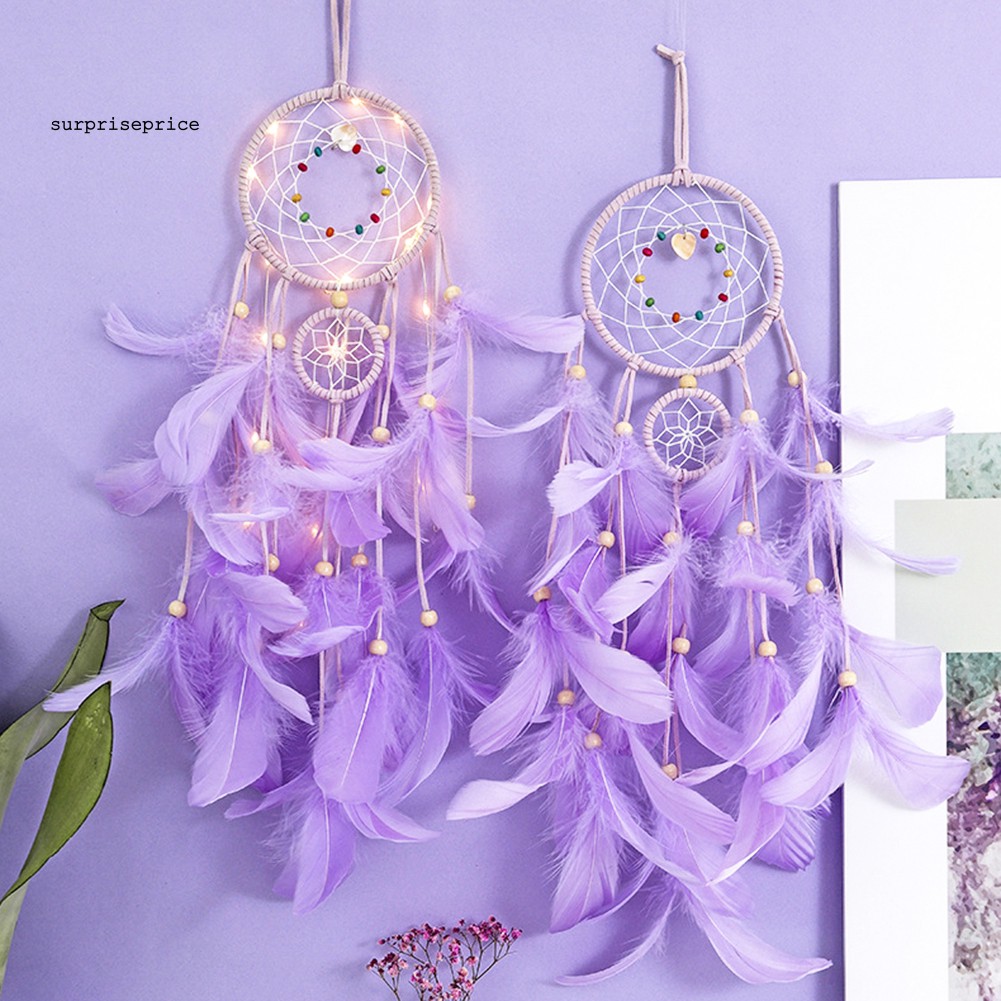 Dream Catcher có đèn LED/ không có đèn LED treo trang trí phòng ngủ