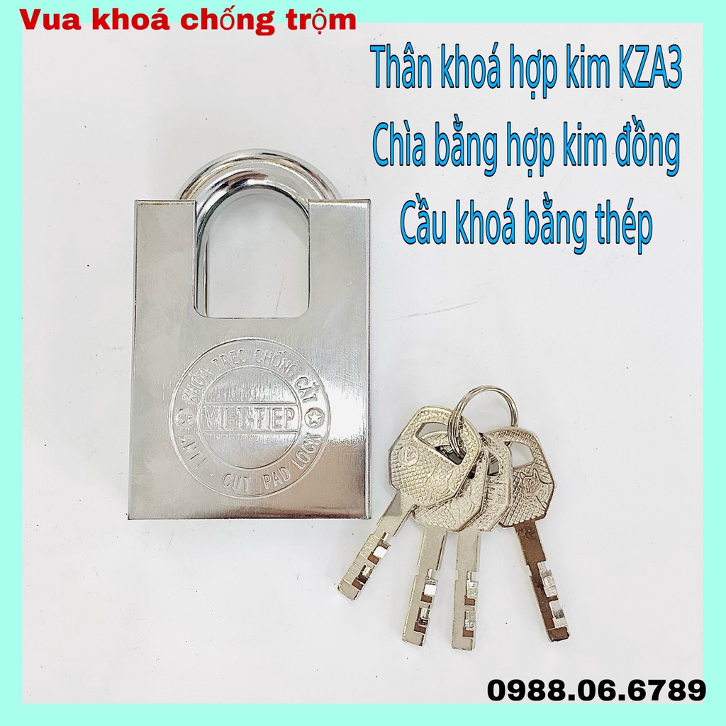 Ổ khóa cửa treo Việt Tiệp hợp kim chống cắt màu trắng⚡FREE SHIP⚡ Khóa cần chìa chống quên chìa. hợp kim thép cao cấp