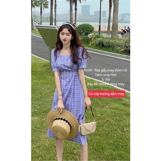 RN99_Rập giấy may đầm cổ vuông nữ