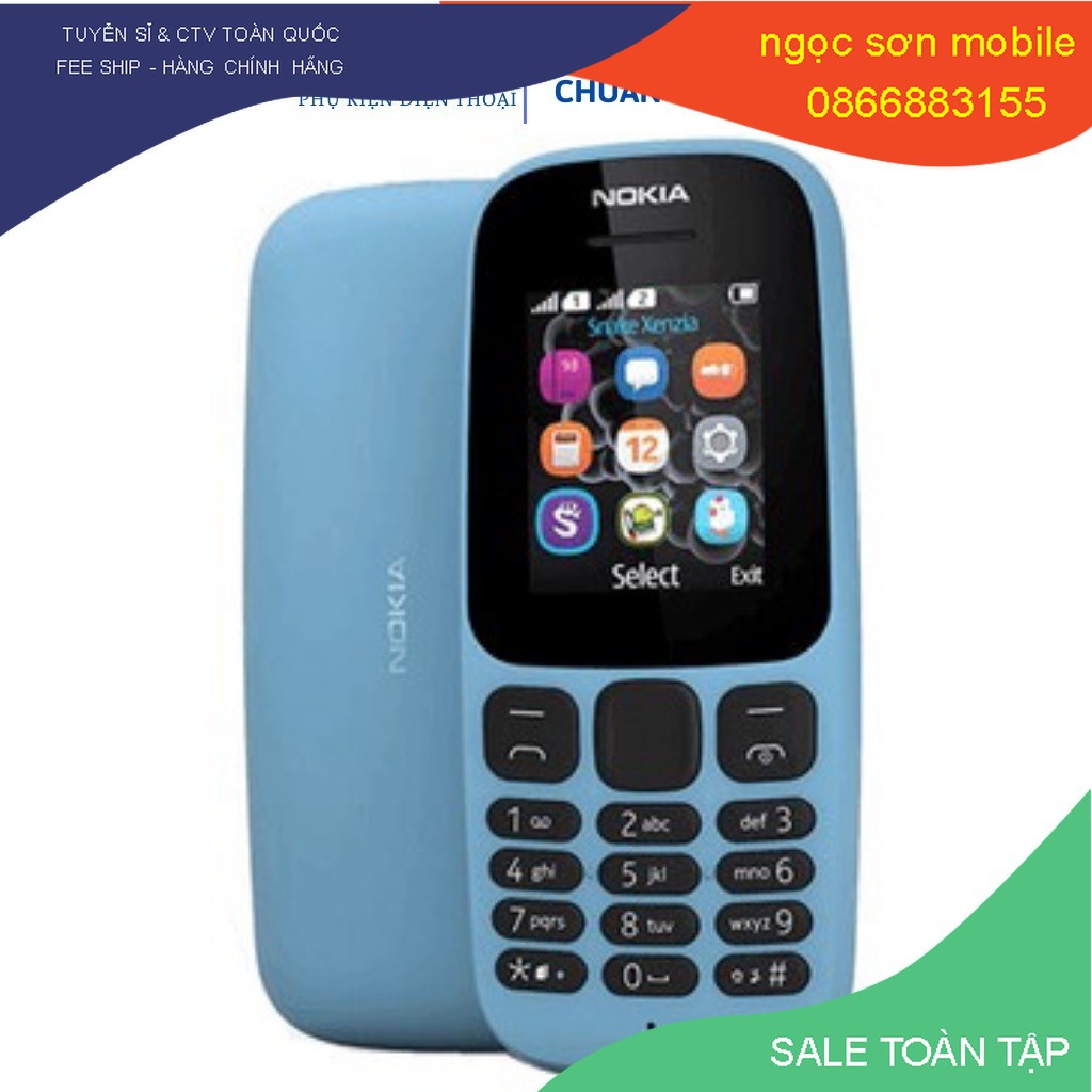 Điện thoại nokia 105 đời 2017, điện thoại giá rẻ, hàng chính hãng kèm pin sạc pin trâu sóng khỏe ngọc sơn mobile