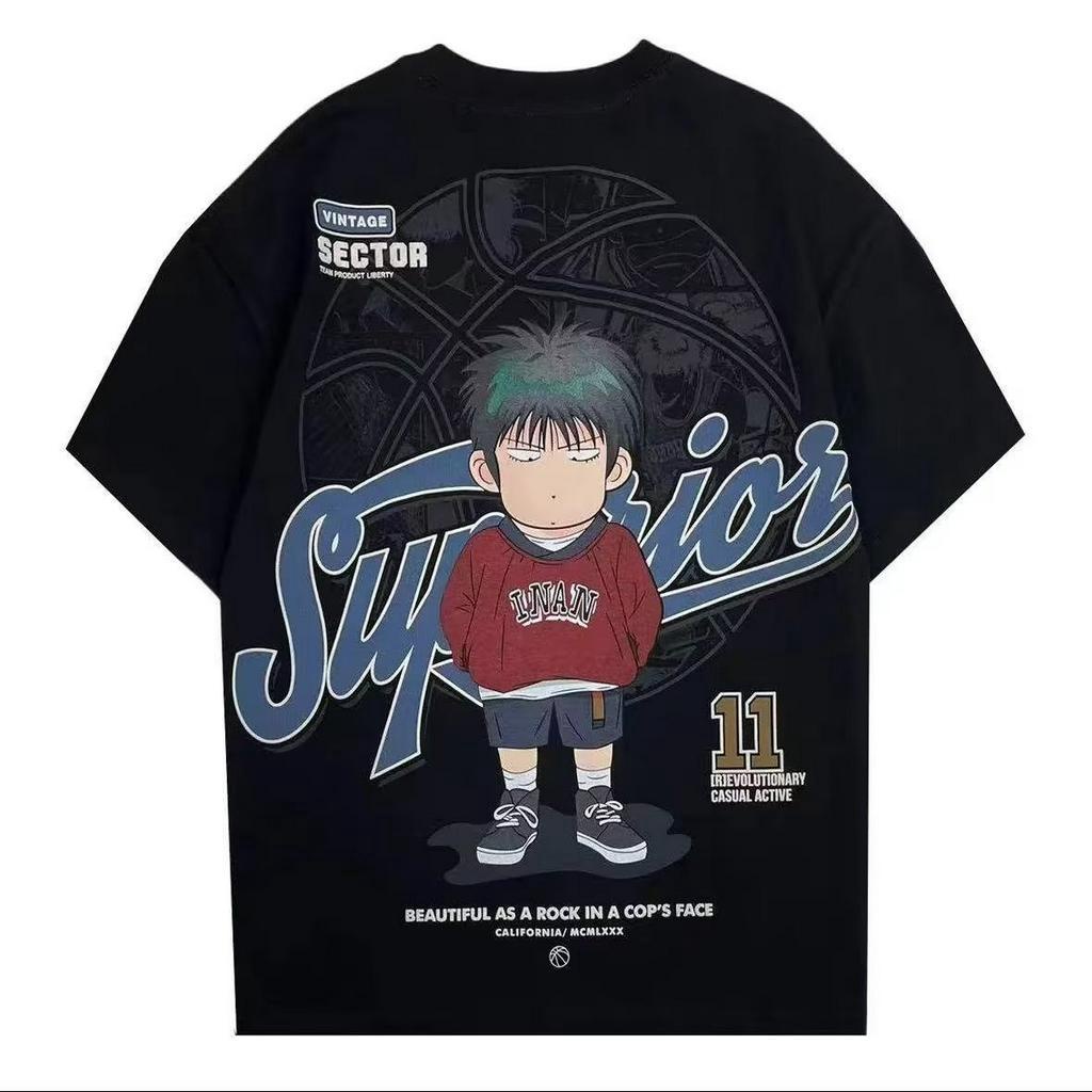 Áo Thun Tay Ngắn Cổ Tròn In Nhân Vật Hoạt Hình Anime 3 Màu Size M-5XL Thời Trang Mùa Hè Cho Nam