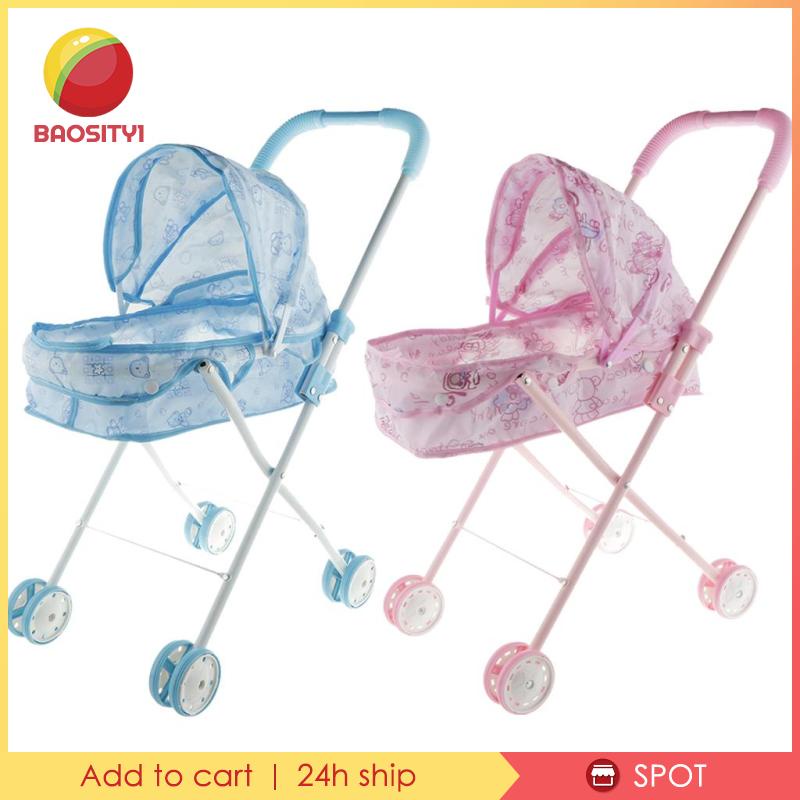 [Baosity 1] Đồ Chơi Búp Bê Em Bé Đẩy Xe Đẩy Màu Hồng