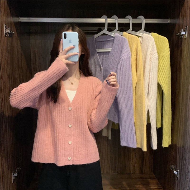 Áo Khoác Cardigan Dệt Kim Tay Dài Thiết Kế Mới Thời Trang Dành Cho Mùa Thu