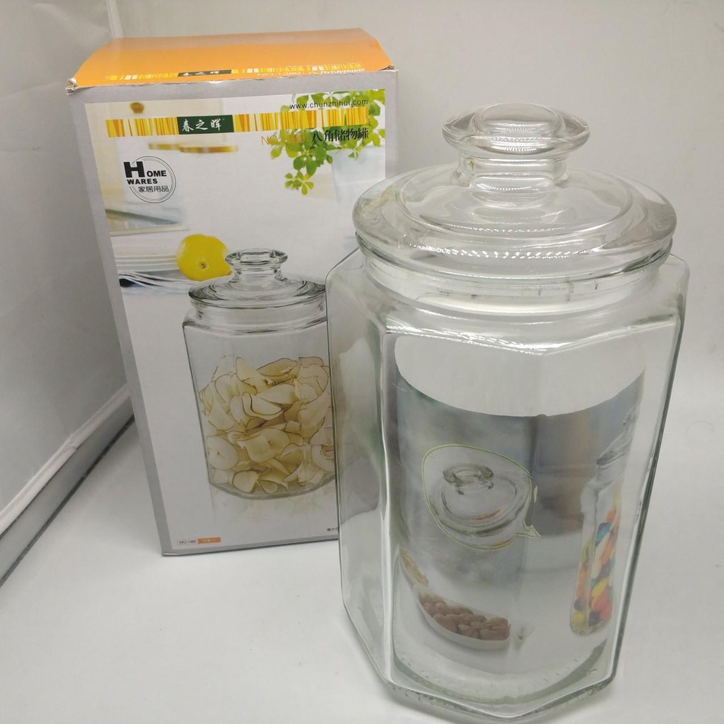 Hũ Lục Giác Thủy Tinh Dày Đẹp Có Nắp Đậy Ron Silicon Kín Dung Tích 550, 990, 1500, 2000ml - Hũ Đựng Thực Phẩm Hoặc Trang