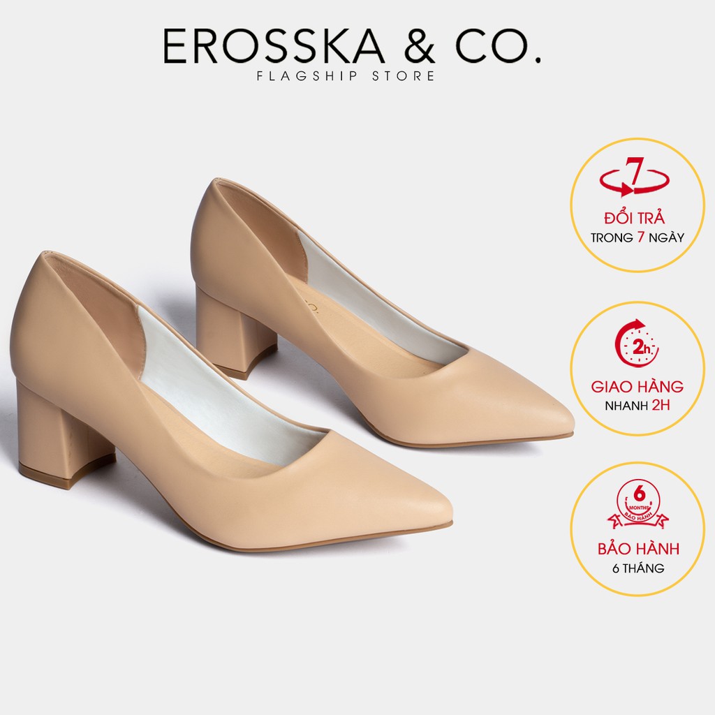[Mã WABRTL3 -10% đơn 250K]Giày cao gót Erosska mũi nhọn kiểu dáng cơ bản cao 5cm màu kem _ EP011