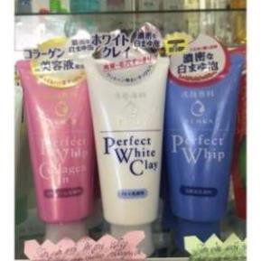 Sữa rửa mặt Perfect Whip - Collagen in - White Clay Senka màu hồng xanh trắng Nhật bản