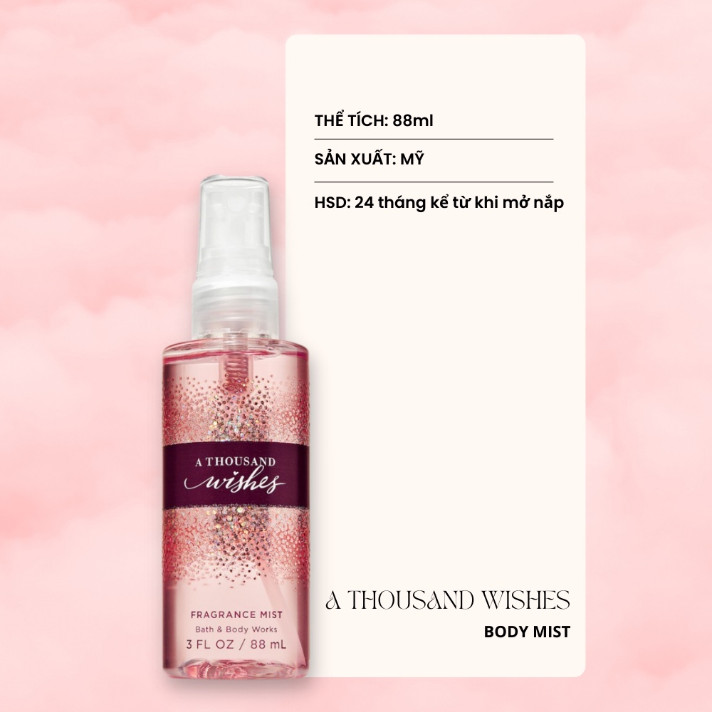 Xịt Toàn Thân Bath&Body Works A Thousand Wishes chai mini  88ml