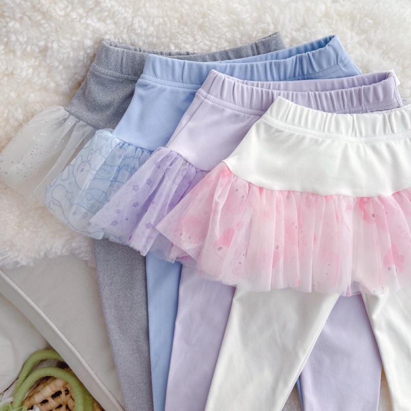 Quần Legging Phối Váy Lưới Xinh Xắn Kiểu Hàn Quốc Thời Trang Thu Đông Cho Bé Gái