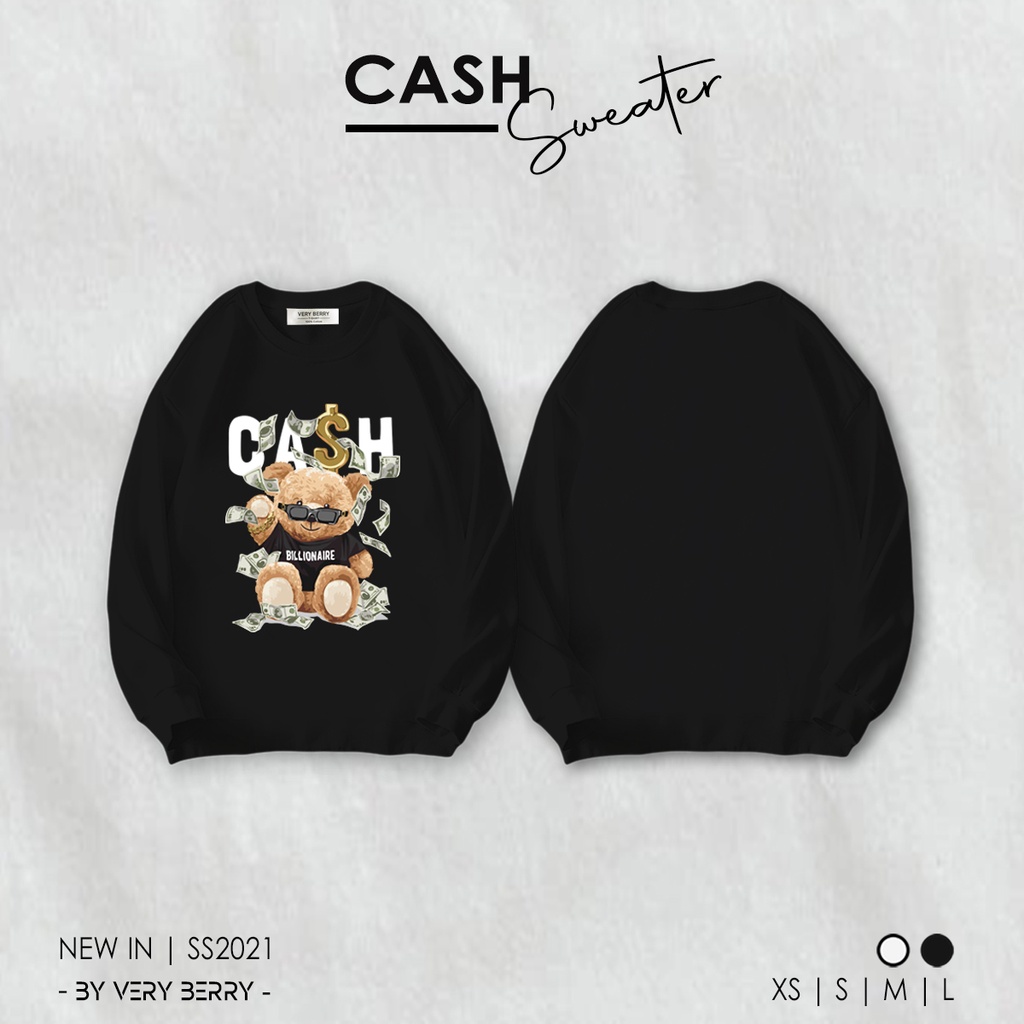 Áo nỉ oversize lót bông Cash gấu đô la