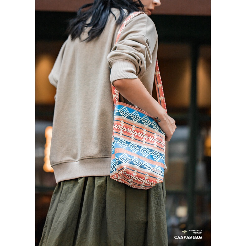 Túi đeo vai MADEN YS2208825 vải canvas cotton phong cách dân tộc retro độc đáo cho nữ văn phòng
