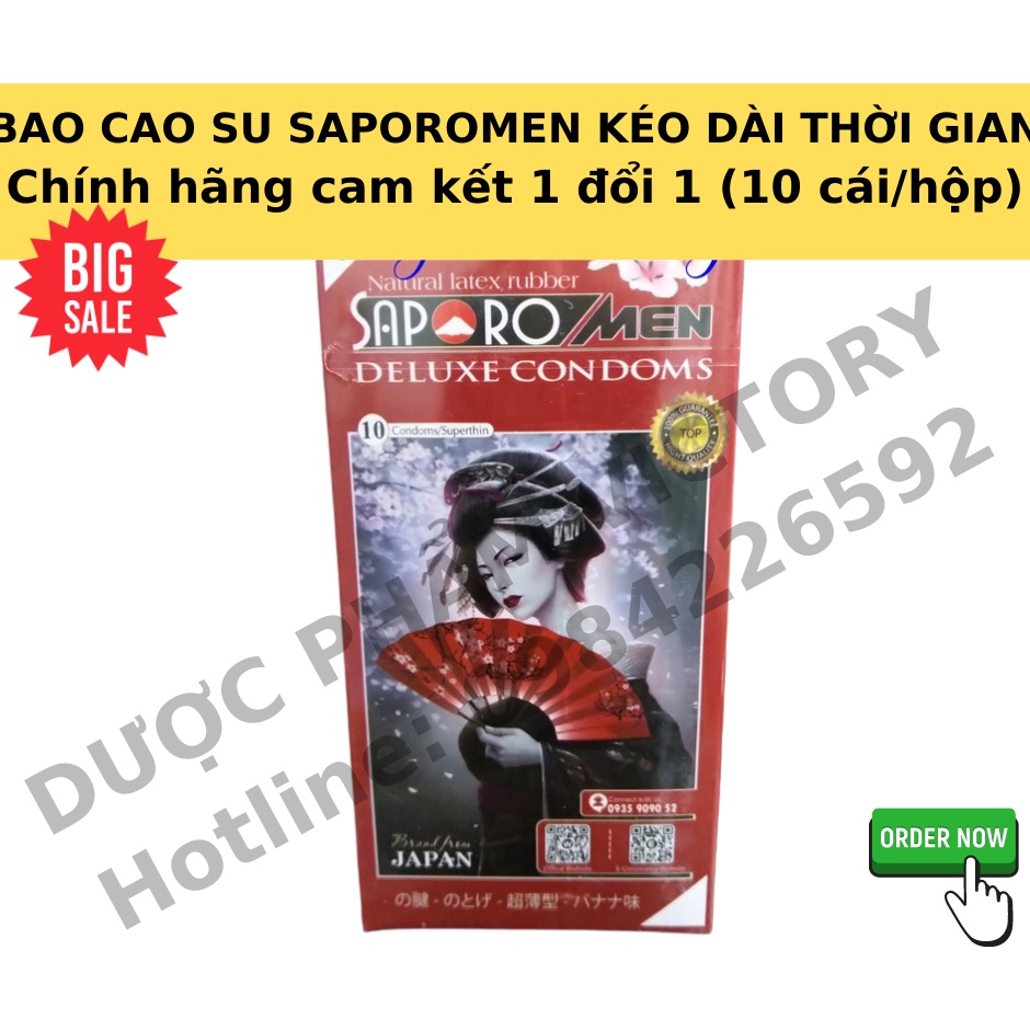 [ship nhanh HCM]BAO CAO SU SAPOROMEN, kéo dài thời gian, hàng chính hãng Nhật Bản (10 cái/hộp)