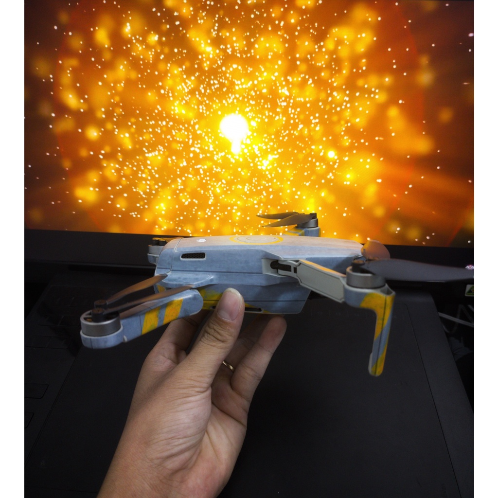 Skin Decal Dán Trang Trí Flycam Mavic Mini 1 - Mini Se - Mini 2 - Xám Vàng